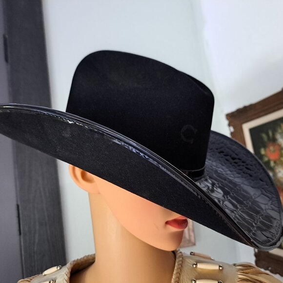Western Cowgirl Core Hat - Charlie 1 Horse - 'Gator Bait' - sz 7 - Black Cowboy - Picture 3 of 11